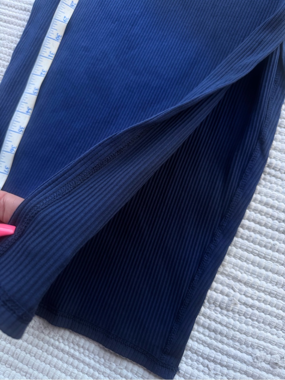 PINK Victoria’s Secret Ribbed Blue Midi Bodycon Dress Side Slit NWT Small - Picture 4 of 11